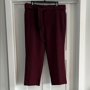 LOFT Burgundy Tie-Waist Straight Leg Pants - 245